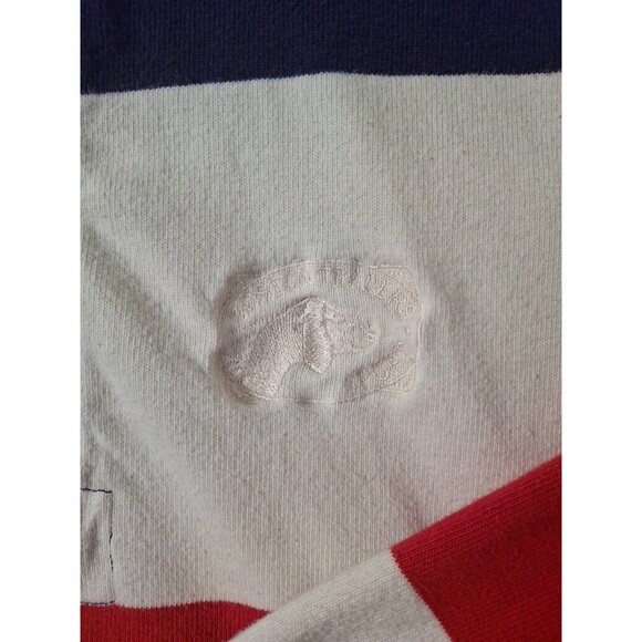 Vintage Boston Traders Polo Shirt Mens  L Striped Long Sleeve 90s Red White Blue - Picture 3 of 8